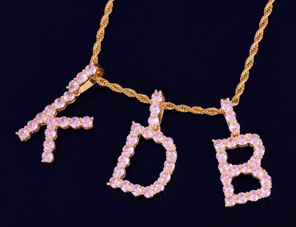 Pink initial pendant