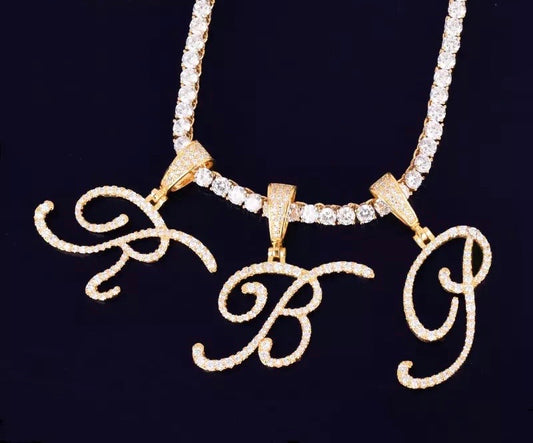 Cursive Initial tennis chain