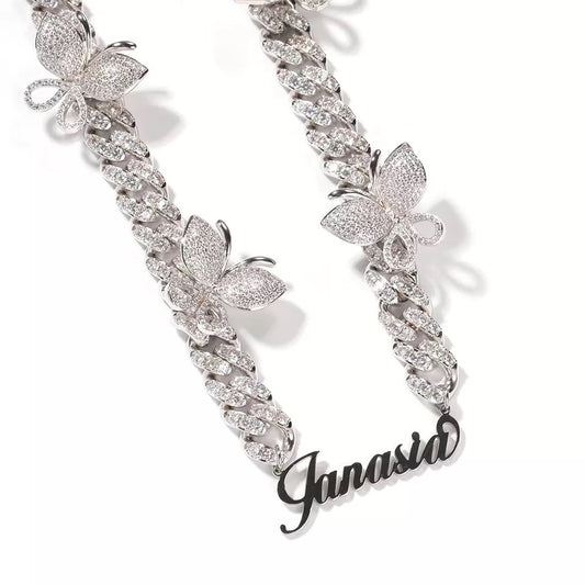 Butterfly nameplate cuban link